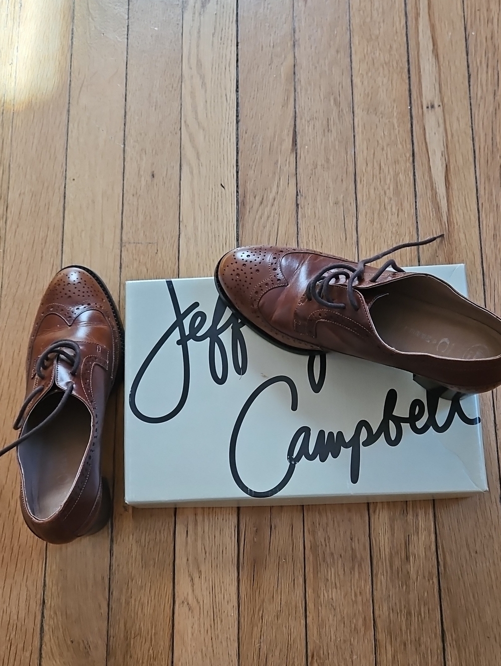 Jeffrey Campbell Brown Leather Brogue Lace-Up Oxfords